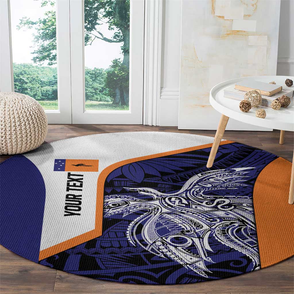 Personalised PNG New Ireland Round Carpet Bird of Paradise Tattoo Flag Motif LT9 - Polynesian Pride
