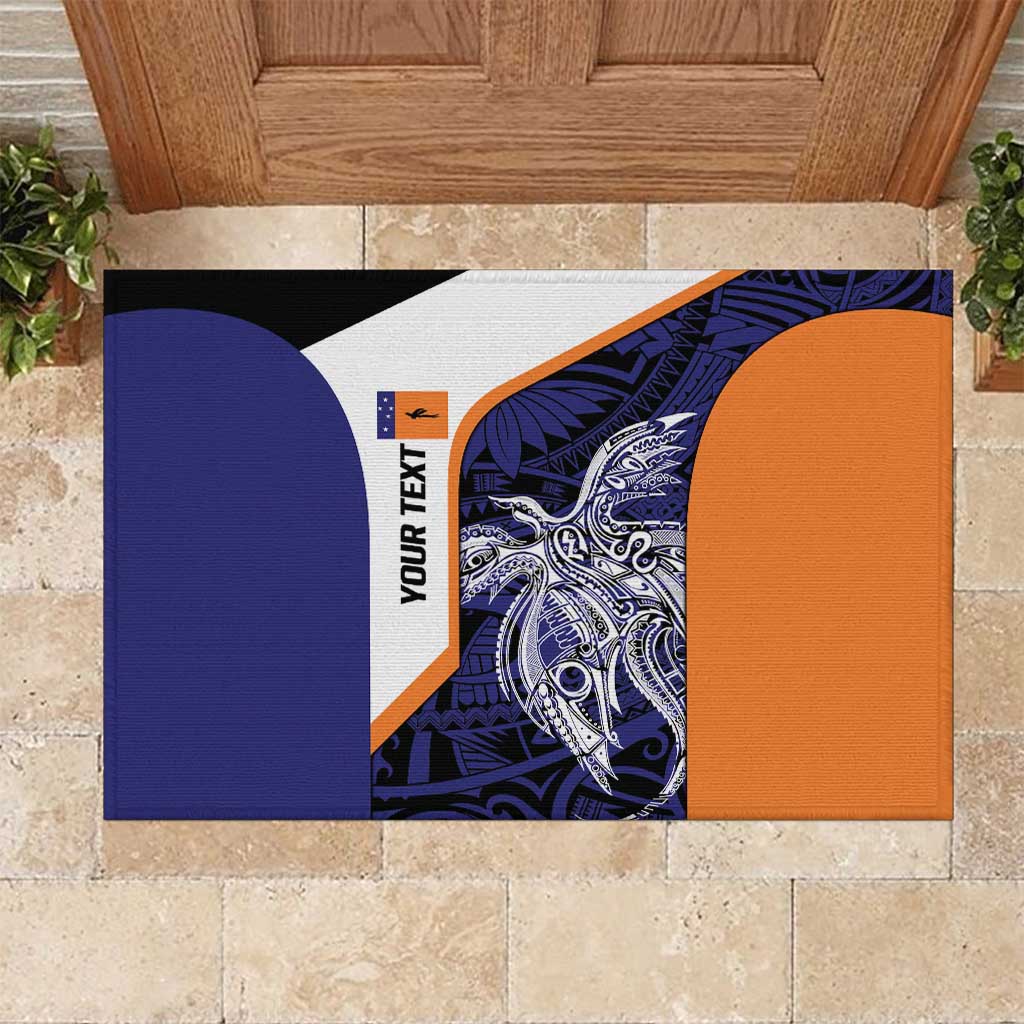 Personalised PNG New Ireland Rubber Doormat Bird of Paradise Tattoo Flag Motif LT9 Orange - Polynesian Pride