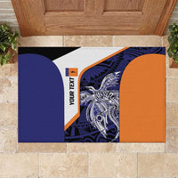 Personalised PNG New Ireland Rubber Doormat Bird of Paradise Tattoo Flag Motif LT9 Orange - Polynesian Pride