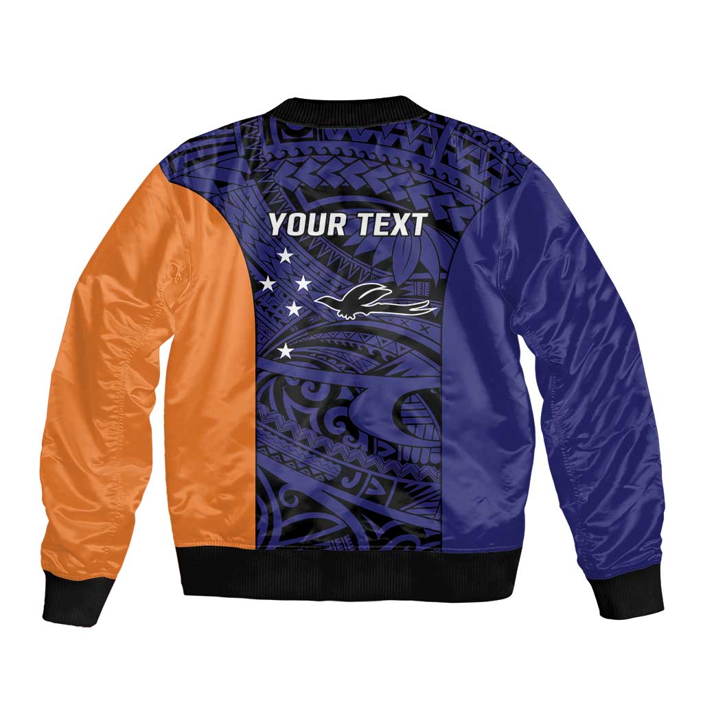 Personalised PNG New Ireland Sleeve Zip Bomber Jacket Bird of Paradise Tattoo Flag Motif LT9 - Polynesian Pride