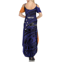Personalised PNG New Ireland Summer Maxi Dress Bird of Paradise Tattoo Flag Motif LT9 - Polynesian Pride