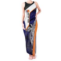Personalised PNG New Ireland Tank Maxi Dress Bird of Paradise Tattoo Flag Motif LT9 Women Orange - Polynesian Pride
