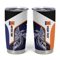 Personalised PNG New Ireland Tumbler Cup Bird of Paradise Tattoo Flag Motif LT9 Orange - Polynesian Pride