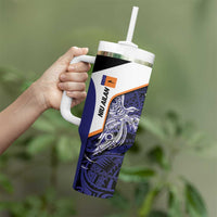 Personalised PNG New Ireland Tumbler With Handle Bird of Paradise Tattoo Flag Motif LT9 - Polynesian Pride