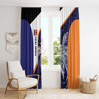 Personalised PNG New Ireland Window Curtain Bird of Paradise Tattoo Flag Motif LT9 - Polynesian Pride