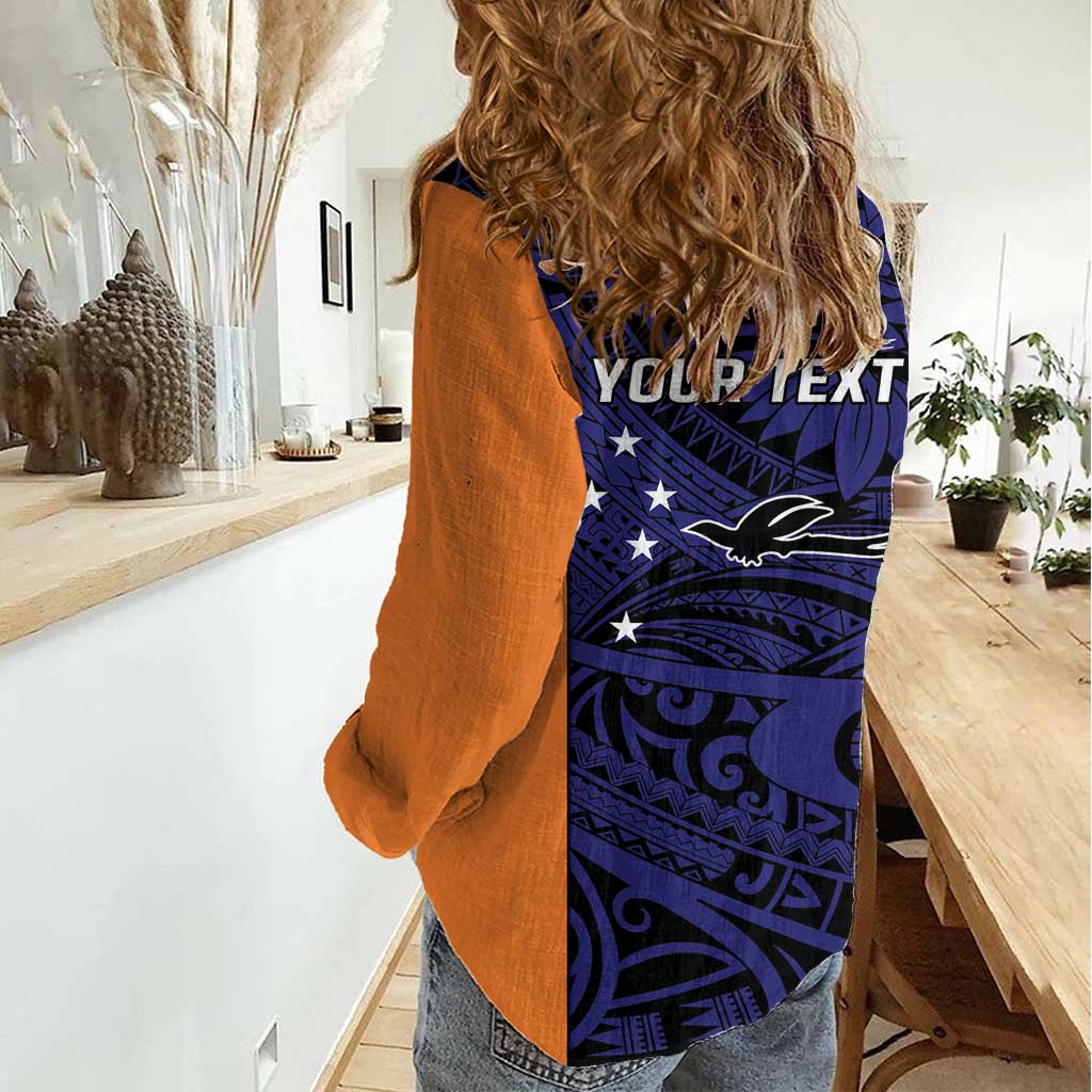 Personalised PNG New Ireland Women Casual Shirt Bird of Paradise Tattoo Flag Motif LT9 - Polynesian Pride