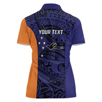 Personalised PNG New Ireland Women Polo Shirt Bird of Paradise Tattoo Flag Motif LT9 - Polynesian Pride