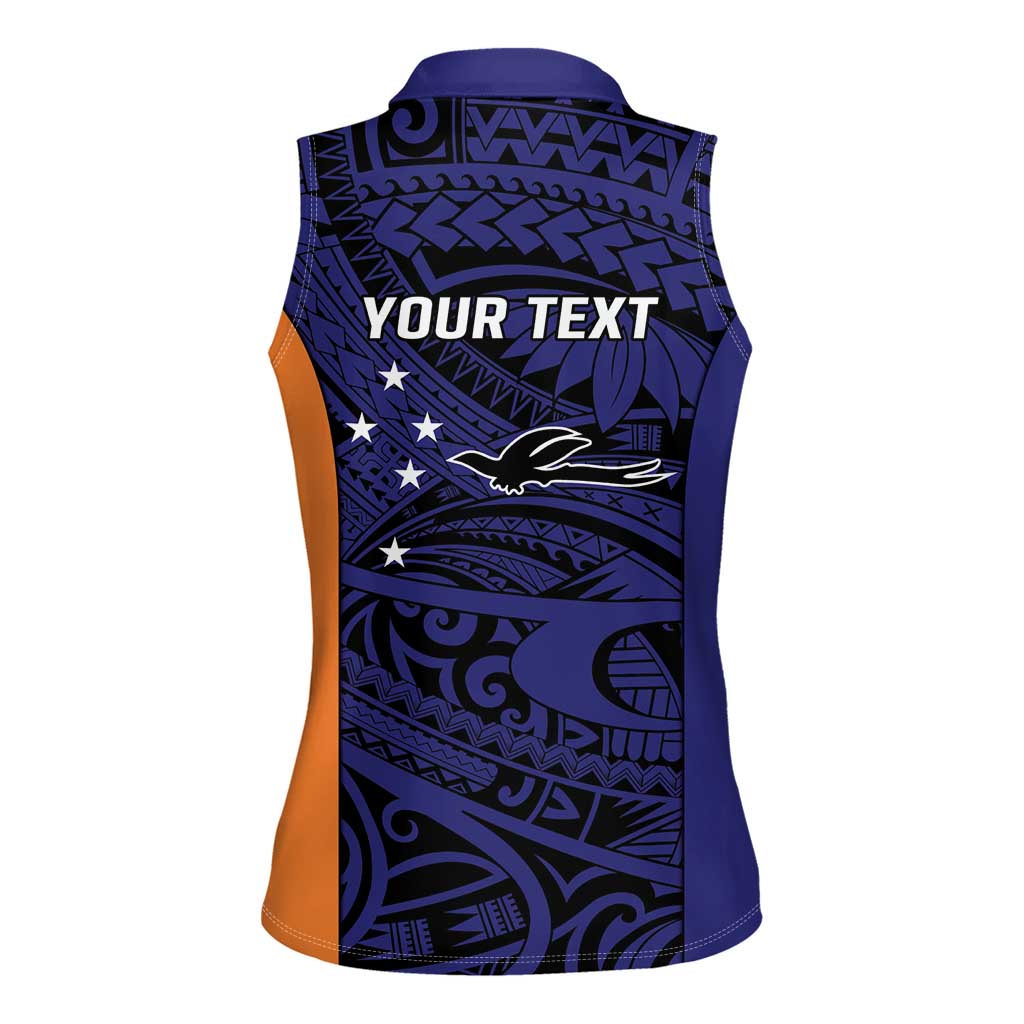 Personalised PNG New Ireland Women Sleeveless Polo Shirt Bird of Paradise Tattoo Flag Motif LT9 - Polynesian Pride