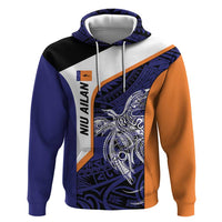Personalised PNG New Ireland Zip Hoodie Bird of Paradise Tattoo Flag Motif LT9 Pullover Hoodie Orange - Polynesian Pride