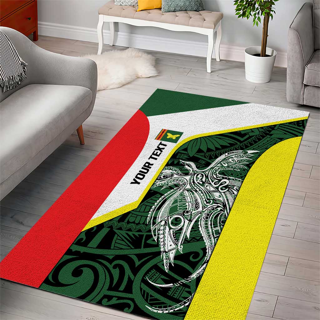 Personalised PNG Oro Province Area Rug Bird of Paradise Tattoo Flag Motif LT9 - Polynesian Pride