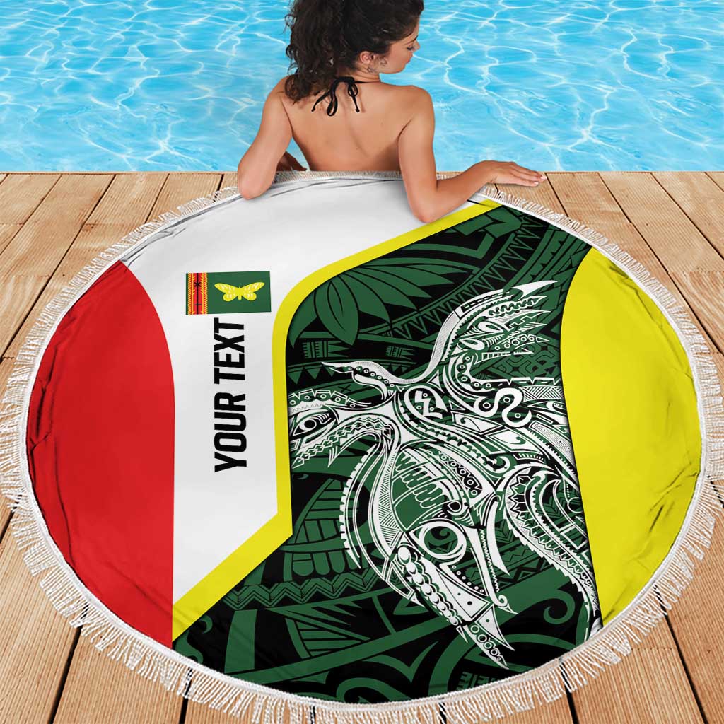 Personalised PNG Oro Province Beach Blanket Bird of Paradise Tattoo Flag Motif LT9 - Polynesian Pride