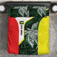 Personalised PNG Oro Province Bedding Set Bird of Paradise Tattoo Flag Motif LT9 Green - Polynesian Pride