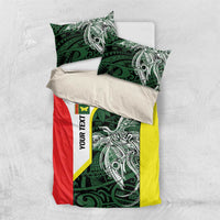 Personalised PNG Oro Province Bedding Set Bird of Paradise Tattoo Flag Motif LT9 US Twin 172cm x 218cm Green - Polynesian Pride