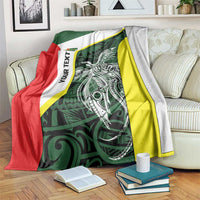 Personalised PNG Oro Province Blanket Bird of Paradise Tattoo Flag Motif LT9 Green - Polynesian Pride