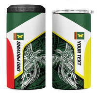 Personalised PNG Oro Province 4 in 1 Can Cooler Tumbler Bird of Paradise Tattoo Flag Motif LT9 One Size: 16 oz Green - Polynesian Pride