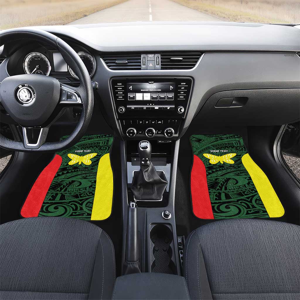 Personalised PNG Oro Province Car Mats Bird of Paradise Tattoo Flag Motif LT9 Set 2pcs - Front Green - Polynesian Pride