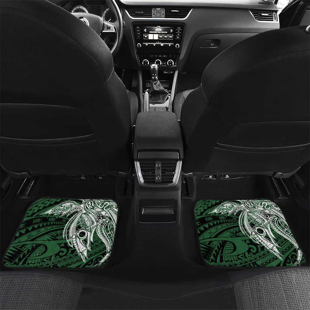 Personalised PNG Oro Province Car Mats Bird of Paradise Tattoo Flag Motif LT9 Set 2pcs - Back Green - Polynesian Pride