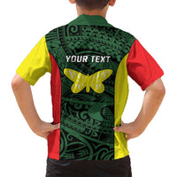 Personalised PNG Oro Province Family Matching Long Sleeve Bodycon Dress and Hawaiian Shirt Bird of Paradise Tattoo Flag Motif LT9 - Polynesian Pride