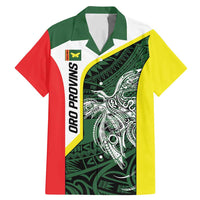 Personalised PNG Oro Province Family Matching Mermaid Dress and Hawaiian Shirt Bird of Paradise Tattoo Flag Motif LT9 Dad's Shirt - Short Sleeve Green - Polynesian Pride