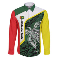 Personalised PNG Oro Province Family Matching Short Sleeve Bodycon Dress and Hawaiian Shirt Bird of Paradise Tattoo Flag Motif LT9 Dad's Shirt - Long Sleeve Green - Polynesian Pride