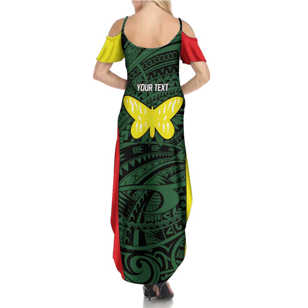 Personalised PNG Oro Province Family Matching Summer Maxi Dress and Hawaiian Shirt Bird of Paradise Tattoo Flag Motif LT9 - Polynesian Pride