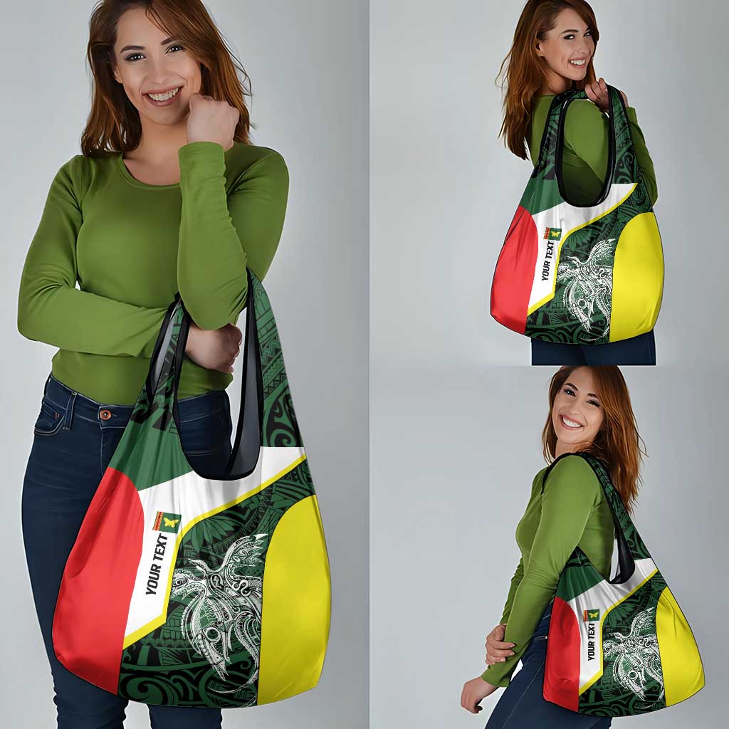 Personalised PNG Oro Province Grocery Bag Bird of Paradise Tattoo Flag Motif LT9 - Polynesian Pride