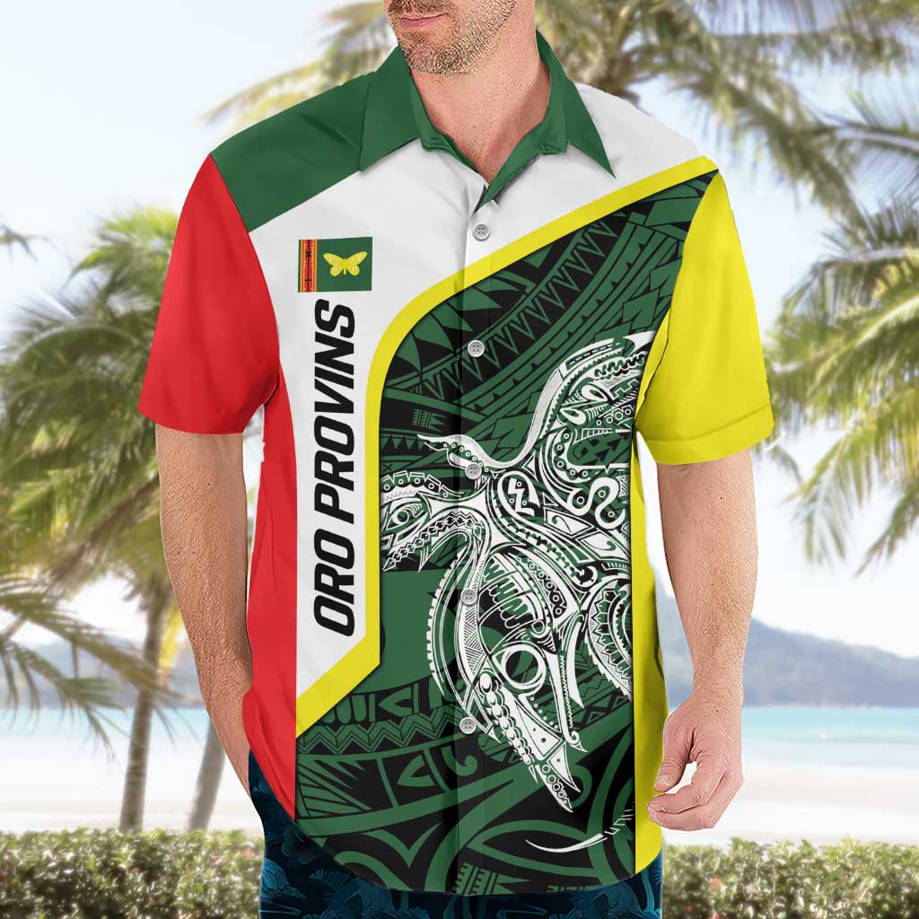 Personalised PNG Oro Province Hawaiian Shirt Bird of Paradise Tattoo Flag Motif LT9 - Polynesian Pride