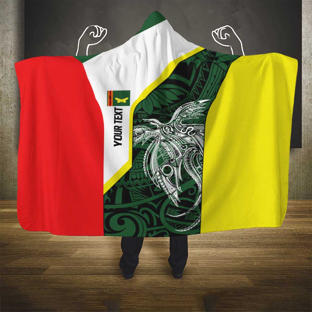 Personalised PNG Oro Province Hooded Blanket Bird of Paradise Tattoo Flag Motif LT9 - Polynesian Pride