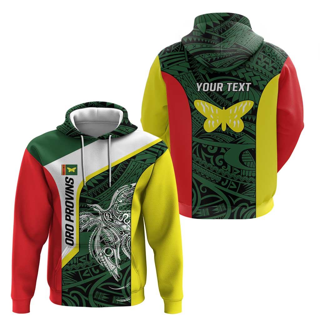 Personalised PNG Oro Province Hoodie Bird of Paradise Tattoo Flag Motif LT9 - Polynesian Pride