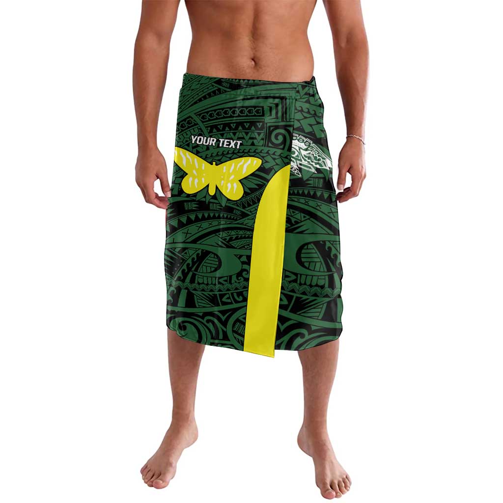 Personalised PNG Oro Province Lavalava Bird of Paradise Tattoo Flag Motif LT9 Green - Polynesian Pride