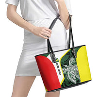 Personalised PNG Oro Province Leather Tote Bag Bird of Paradise Tattoo Flag Motif LT9 - Polynesian Pride