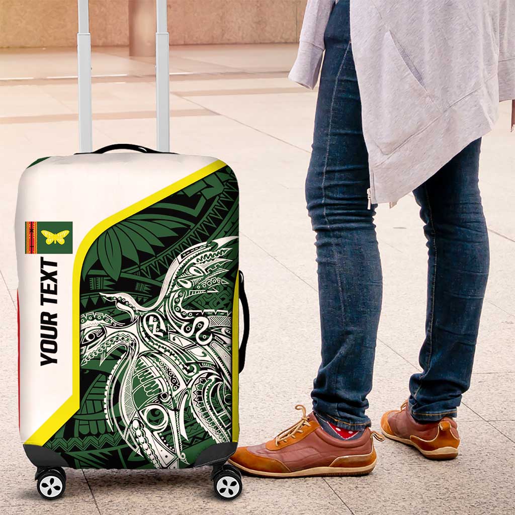 Personalised PNG Oro Province Luggage Cover Bird of Paradise Tattoo Flag Motif LT9 Green - Polynesian Pride
