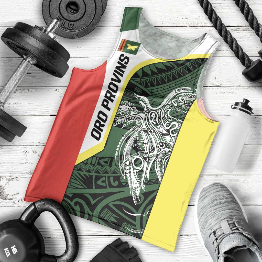 Personalised PNG Oro Province Men Tank Top Bird of Paradise Tattoo Flag Motif LT9 - Polynesian Pride