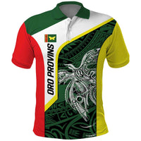 Personalised PNG Oro Province Polo Shirt Bird of Paradise Tattoo Flag Motif LT9 Green - Polynesian Pride