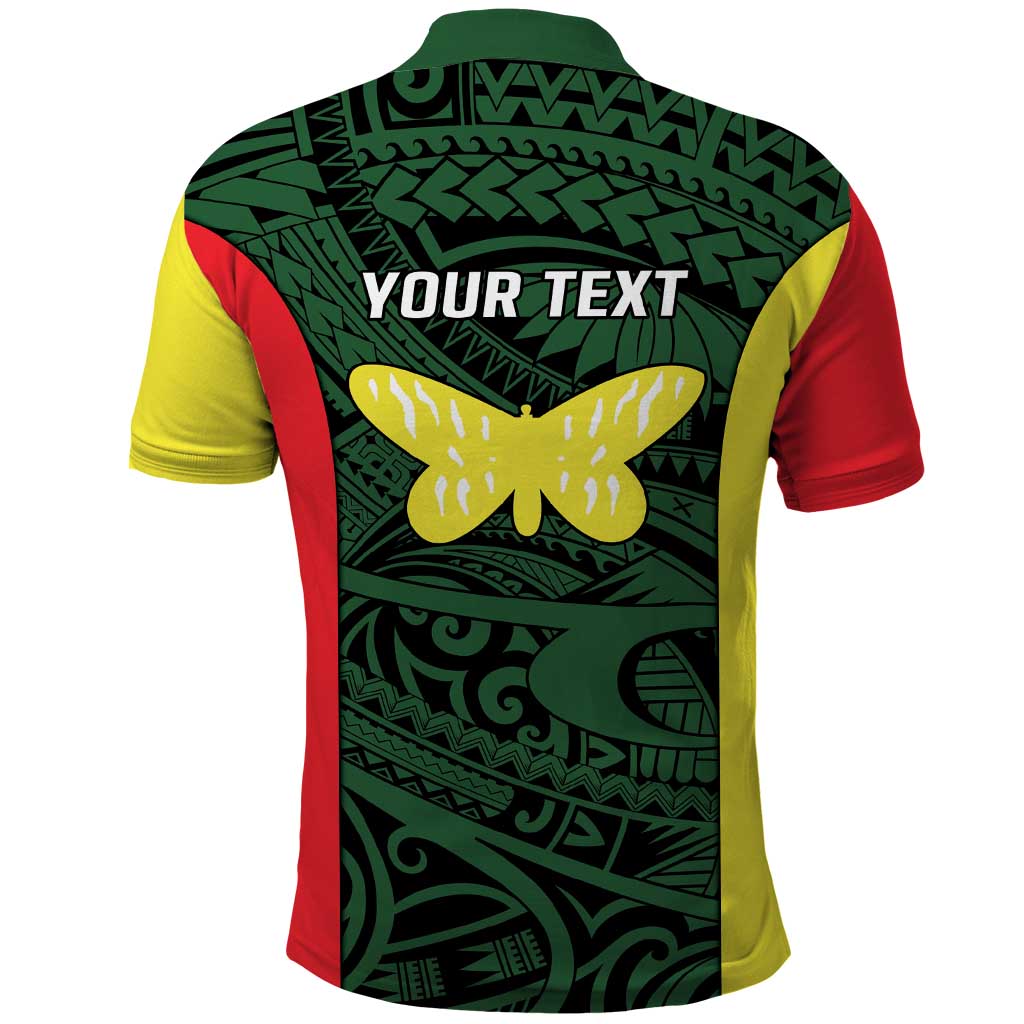 Personalised PNG Oro Province Polo Shirt Bird of Paradise Tattoo Flag Motif LT9 - Polynesian Pride