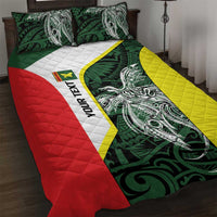 Personalised PNG Oro Province Quilt Bed Set Bird of Paradise Tattoo Flag Motif LT9 Green - Polynesian Pride