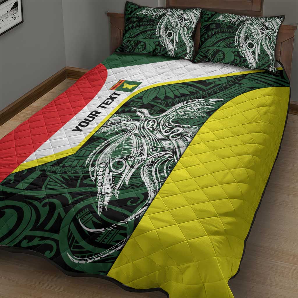 Personalised PNG Oro Province Quilt Bed Set Bird of Paradise Tattoo Flag Motif LT9 - Polynesian Pride