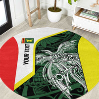 Personalised PNG Oro Province Round Carpet Bird of Paradise Tattoo Flag Motif LT9 Green - Polynesian Pride