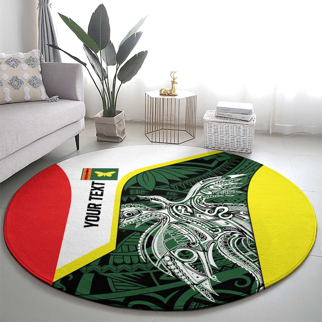 Personalised PNG Oro Province Round Carpet Bird of Paradise Tattoo Flag Motif LT9 - Polynesian Pride