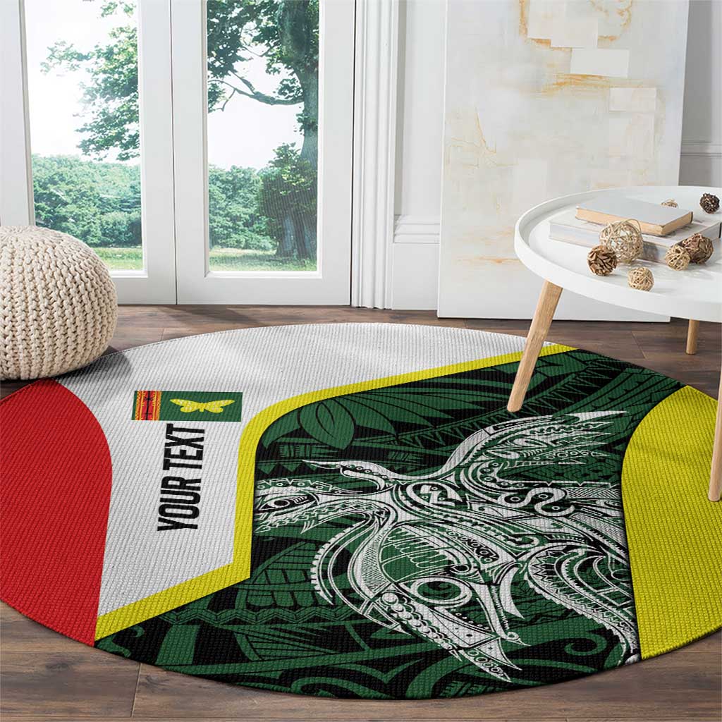Personalised PNG Oro Province Round Carpet Bird of Paradise Tattoo Flag Motif LT9 - Polynesian Pride