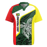 Personalised PNG Oro Province Rugby Jersey Bird of Paradise Tattoo Flag Motif LT9 Green - Polynesian Pride