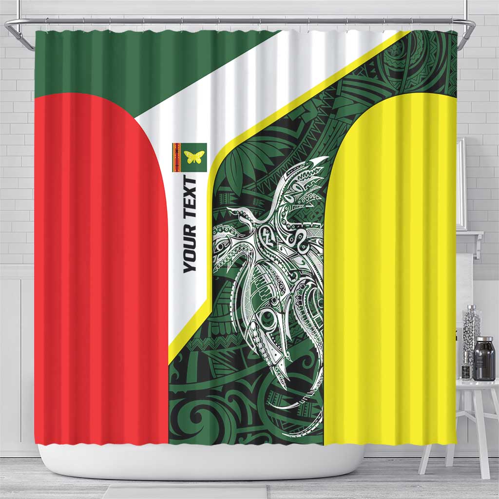 Personalised PNG Oro Province Shower Curtain Bird of Paradise Tattoo Flag Motif LT9 - Polynesian Pride