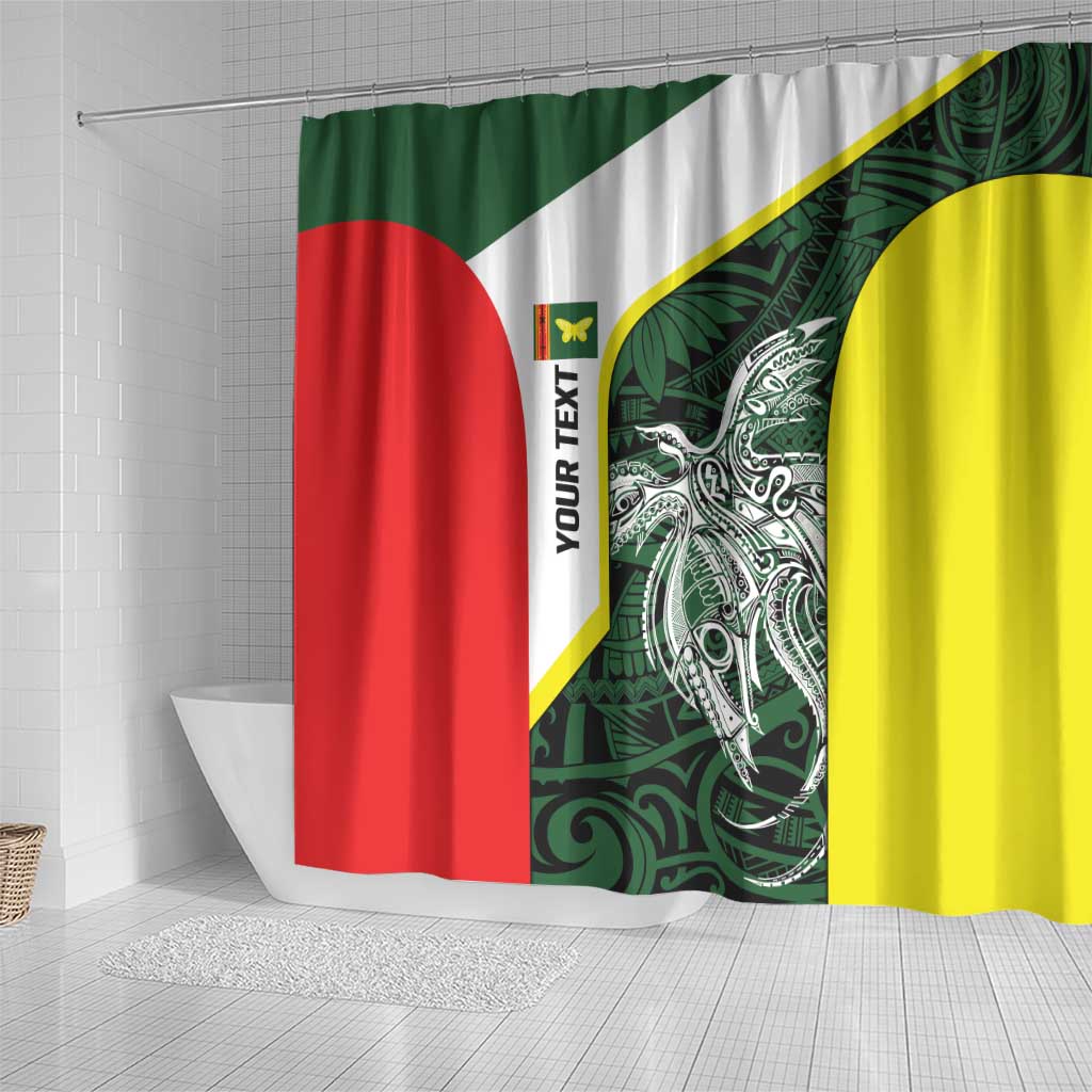Personalised PNG Oro Province Shower Curtain Bird of Paradise Tattoo Flag Motif LT9 - Polynesian Pride
