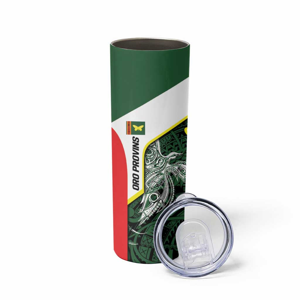 Personalised PNG Oro Province Skinny Tumbler Bird of Paradise Tattoo Flag Motif LT9 - Polynesian Pride