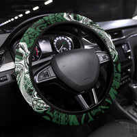 PNG Oro Province Steering Wheel Cover Bird of Paradise Tattoo Flag Motif LT9 Universal Fit Green - Polynesian Pride