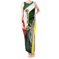 Personalised PNG Oro Province Tank Maxi Dress Bird of Paradise Tattoo Flag Motif LT9 Women Green - Polynesian Pride