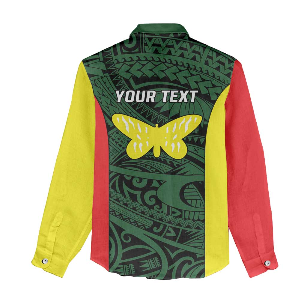 Personalised PNG Oro Province Women Casual Shirt Bird of Paradise Tattoo Flag Motif LT9 - Polynesian Pride