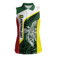 Personalised PNG Oro Province Women Sleeveless Polo Shirt Bird of Paradise Tattoo Flag Motif LT9 Female Green - Polynesian Pride