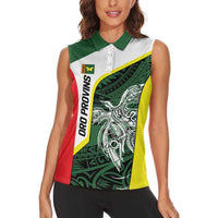 Personalised PNG Oro Province Women Sleeveless Polo Shirt Bird of Paradise Tattoo Flag Motif LT9 - Polynesian Pride
