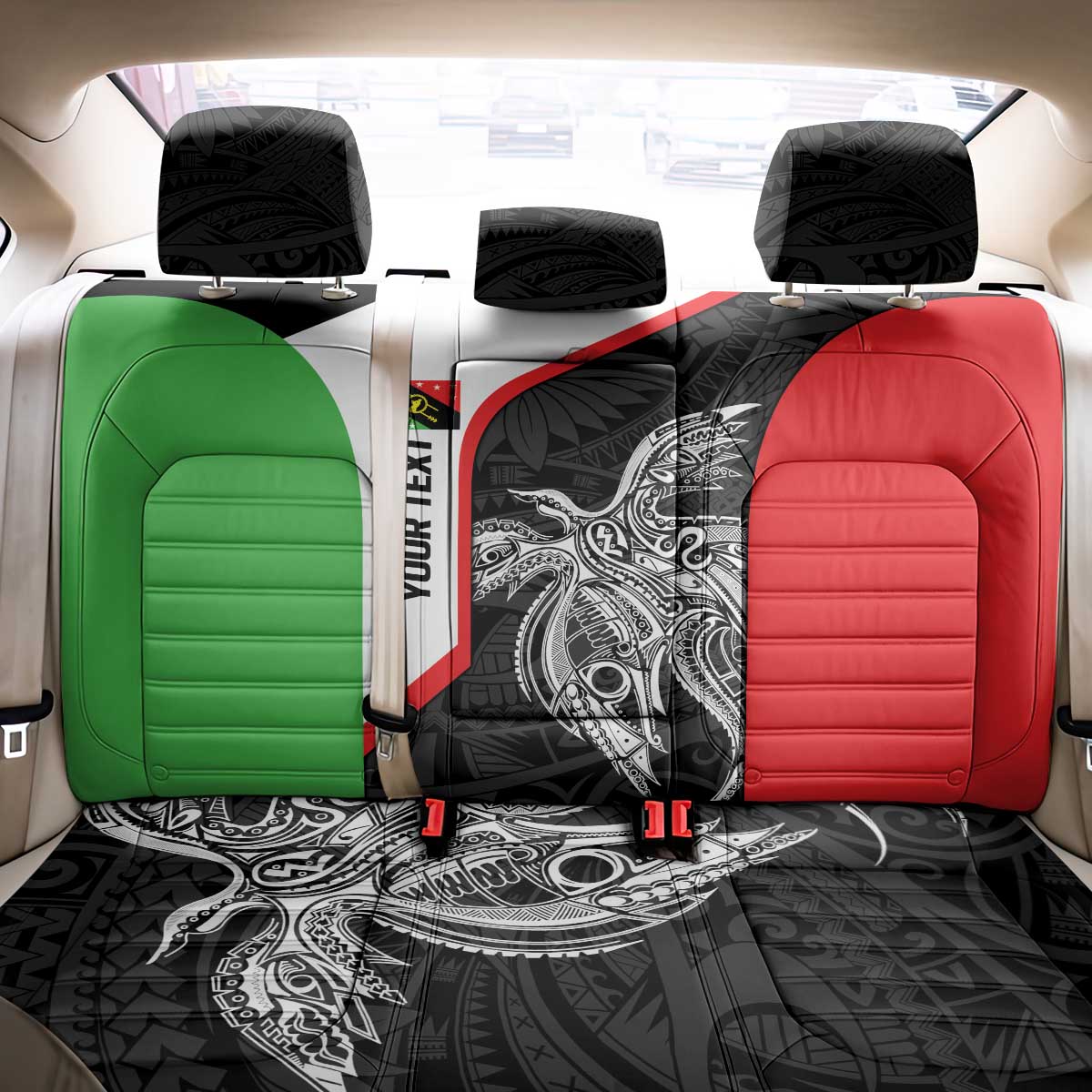Personalised PNG Southern Highlands Province Back Car Seat Cover Bird of Paradise Tattoo Flag Motif LT9 - Polynesian Pride